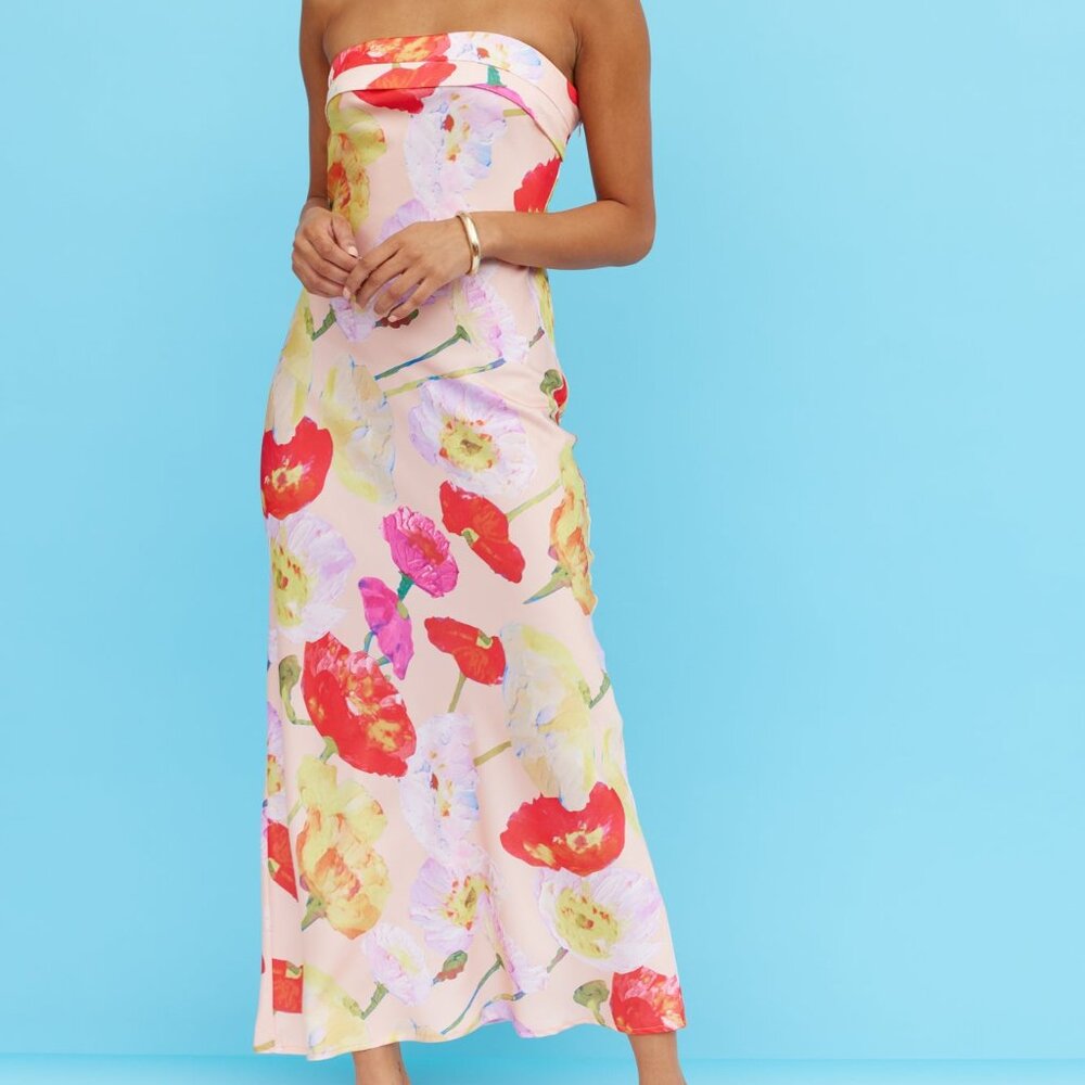 Pink Floral Midi Dress